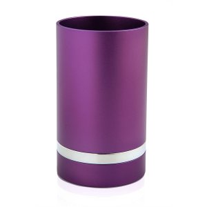 Dabbah Judaica Anodized Aluminum Silver Line Kiddush Cup - Purple