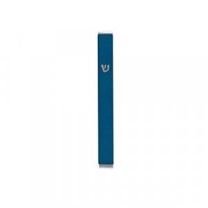 Yair Emanuel Matte Metal Mezuzah Case with Shin Letter - Blue