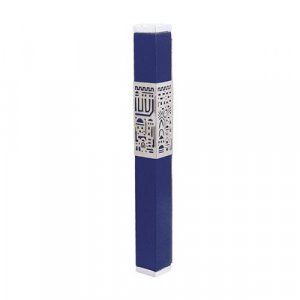 Yair Emanuel Anodized Aluminum Mezuzah Case, Cutout Jerusalem Band - Blue