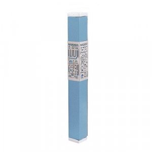 Yair Emanuel Anodized Aluminum Mezuzah Case, Cutout Jerusalem Band - Light Blue