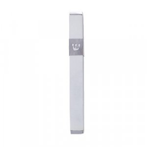 Yair Emanuel Stainless Steel Mezuzah Case, Cutout Shin letter - White