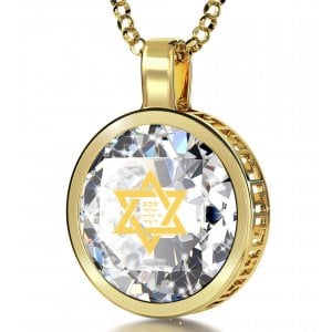 Nano Jewelry Gold Plated Star of David Jewelry with Shema Yisrael Prayer - Clear