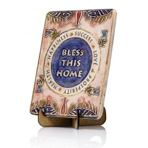 Art in Clay Handmade Ceramic 24K Gold Decorated Plaque - House Blessing English