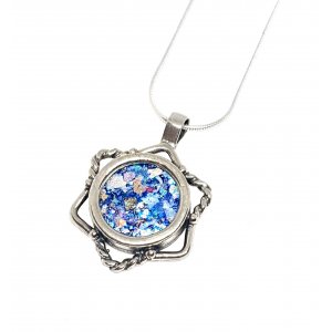 Roman Glass Filigree 925 Sterling Silver Necklace with Star of David