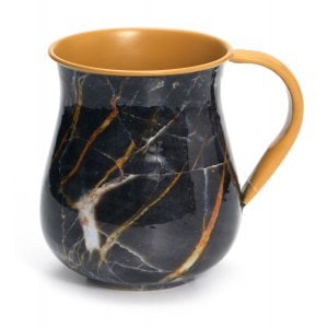 Stainless Steel Black and Gold Marble Design Wash Cup
