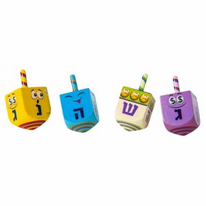 Emoji Design Colorful Wood Dreidel - Nes Gadol Haya Sham