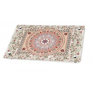 Dorit Judaica Tempered Glass Pomegranate Challah Board - Red