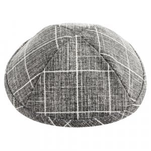 Checked Gray and White Cloth Kippah