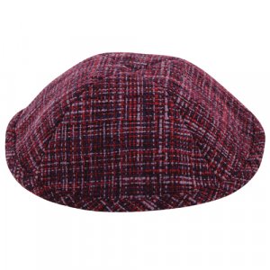 Maroon Plaid Design Cloth Kippah