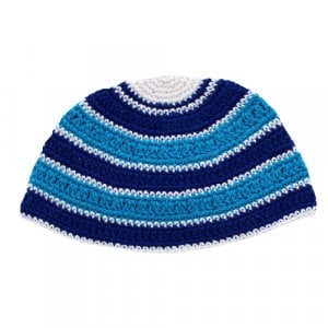 Frik Kippah with Blue and White Stripes