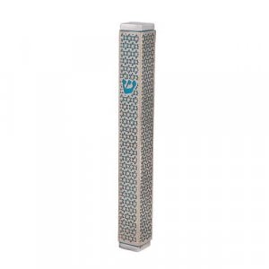 Yair Emanuel Mezuzah Case, Cutout Stars of David - Turquoise