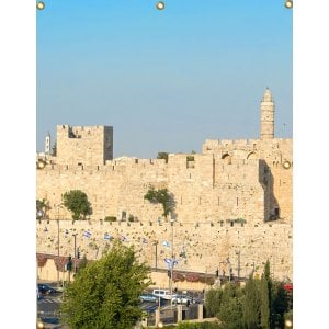 Panoramic Jerusalem Old City Walls Sukkah Single-Wall Panel 6 ft Width