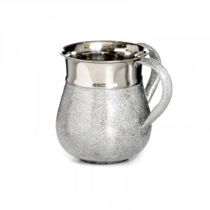 Aluminum Netilat Yadayim Wash Cup with Silver Textured Design