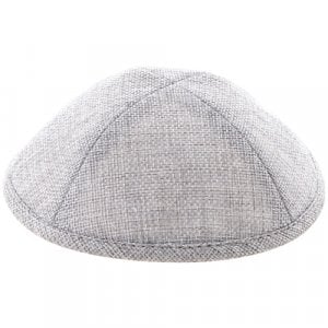 Light Gray Linen Kippah Yarmulke - Pin Spot Design