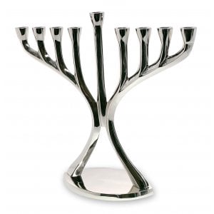 Silver Chanukah Menorah, Angular Branches - 1 in Stock, slightly damaged