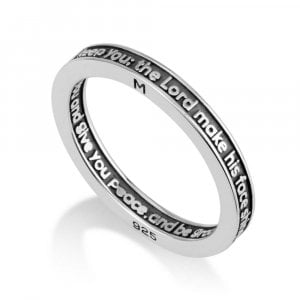 Sterling Silver Ring with Engraved Kohanic Aaronic Priestly Blessing - English