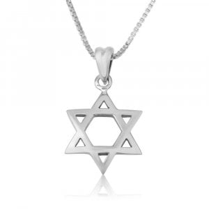 Sterling Silver Pendant Necklace, Star of David - Classic Smooth Design