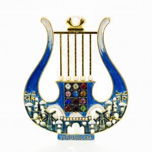 Enamel Wall Decoration, David's Lyre and Jerusalem Design - Choice of Colors