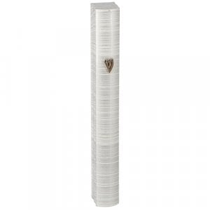 Silver Colored Aluminum Mezuzah Case, Thin Stripes, Side Channels - Various Sizes