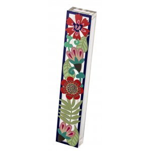 Dorit Judaica Acrylic Mezuzah Case, Lively Flower Design - Colorful