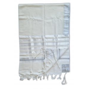 Talitnia Barak, Non-slip Lightweight Wool Tallit Prayer Shawl - Silver Stripes