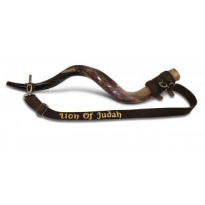 Personalized Genuine Leather Shoulder Strap, Custom Text - For Carrying Kudu Horn Yemenite Shofar