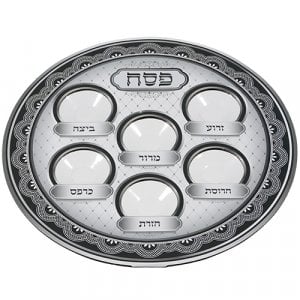 Lightweight Plastic Passover Seder Pate - Gray Design