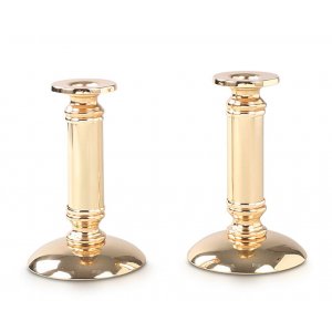 Stainless Steel Gold Candlesticks, Gleaming Smooth Surface - Small Height