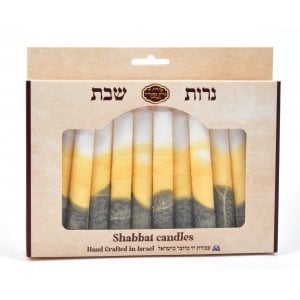 Decorative Handmade Galilee Shabbat Candles - Bronze, Almond and White