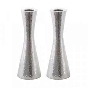 Yair Emanuel Small Cone Shaped Candlesticks - Hammered Nickel