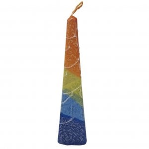 Galilee Style Handmade Pyramid Havdalah Candle - Blue, Yellow and Orange
