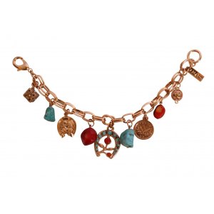 Amaro, Handcrafted Rose Gold Plated Bracelet - Colorful Lucky Charms