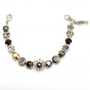 Amaro Handcrafted Bracelet, Silver and Semi-precious Stones and Crystals