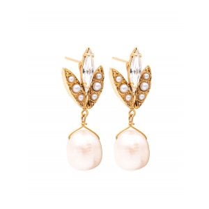 Amaro Pearl Dangle Post Earrings on Yellow Gold Plate  Pearl Jam Collection