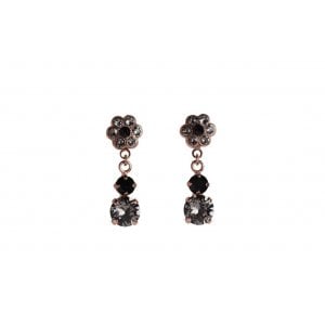Amaro Dangle Earrings - Rose Plate, Semi-Precious Stones Black Onyx