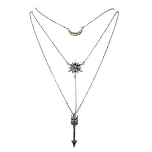 Amaro Handmade Necklace, Semi-precious Gems - Strands with Arrow Pendant