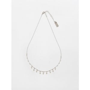 Amaro Handmade Rhodium Plated Chain with Delicate Pearl Ball Pendants