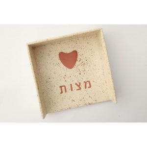 Graciela Noemi Handcrafted Terrazo Passover Matzah Tray - Terracotta Heart