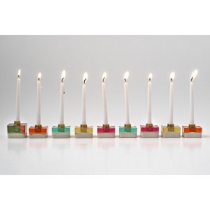 Graciela Noemi Handcrafted Modular Cubed Colorful Hanukkah Menorah