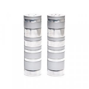 Yair Emanuel Salt and Pepper Shakers, Anodized Aluminum - Silver Rings