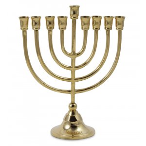 Brass Chanukah Menorah Classic Design, for Candles - 10 Inches
