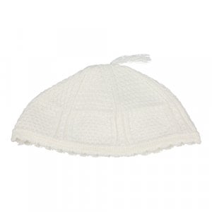 White Frik Kippah with Tassel