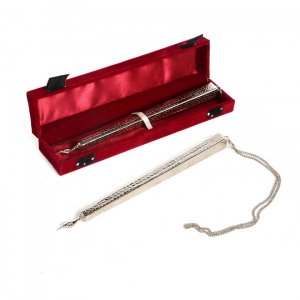 Hammered Silver Plated Angular Torah Pointer in Red Velvet Presentation Box