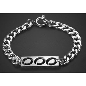 Adi Sidler, Man's Chain Stainless Steel Bracelet with Three Decorative Open Circles