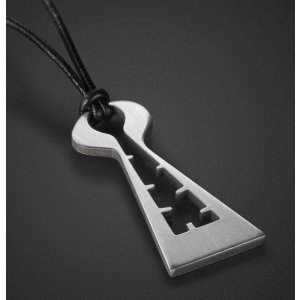 Adi Sidler, Man's Pendant Necklace – Geometric Collection, Key Outline with Cord