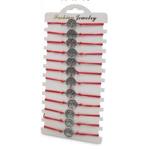 Good Luck Red Cord Bracelet with Tree of Life - Package of 12