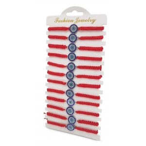 Good Luck Red Cord Bracelet with Blue Protective Eye Decoration- Package of 12