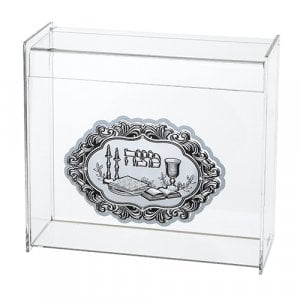 Decorative Lucite Matzah Stand and Box with Lid - Pesach Table Design