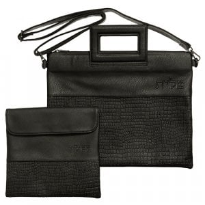 Black Faux Leather Tallit & Tefillin Bag Set with Handle and Shoulder Strap