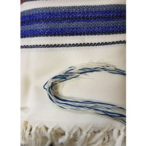 Talitnia Carmel Tallit Prayer Shawl Tied with Techelet - 1 in Stock